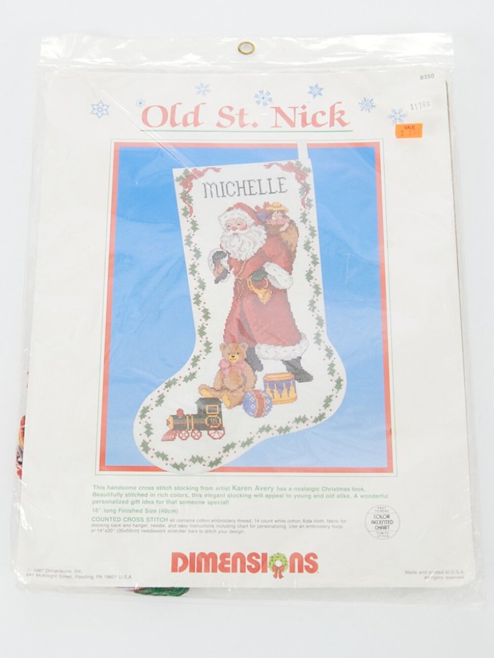 DIMENSIONS Old St. Nick Christmas 8350 Cross Stitch Stocking 1987 Sealed